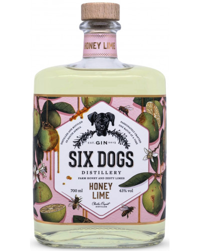 Six Dogs Distillery Honey Lime Gin 750ml - 